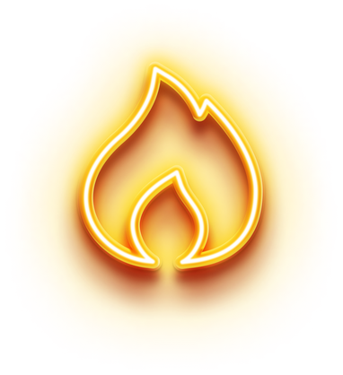 Yellow neon fire icon